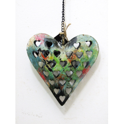 Serce z metalu z recyclingu 15x15cm